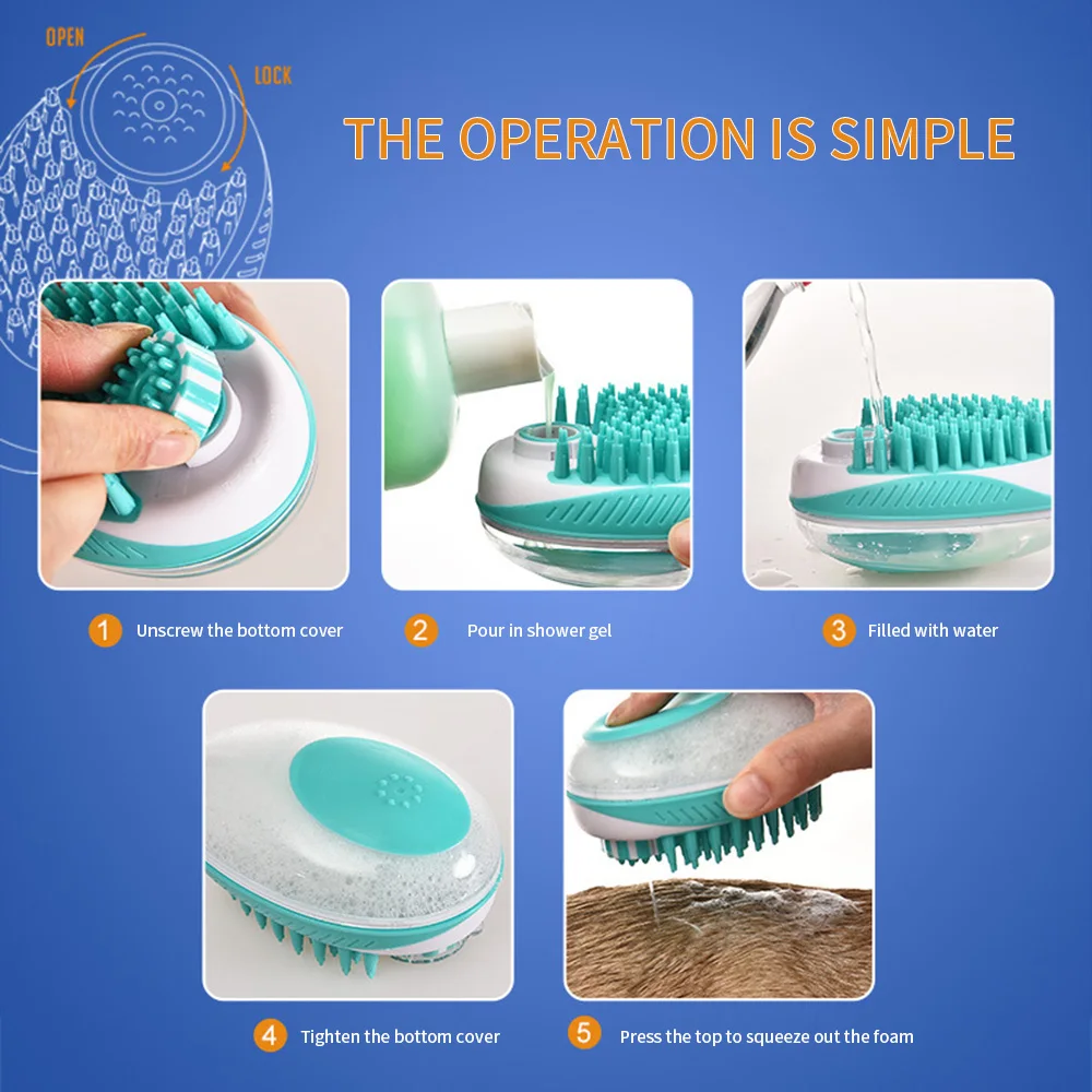 

Pet Dog Bath Brush Comb Silicone SPA Shampoo Massage Brush Shower Hair Removal Comb For Dogs Cats Cleaning Grooming Tool