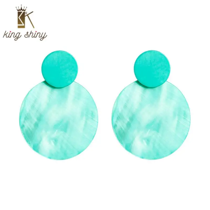 

Za Brand Geometric Round Statement Dangle Earrings Vintage Multi Color Shell Drop Earrings Woman Wedding Party Jewelry Accessory