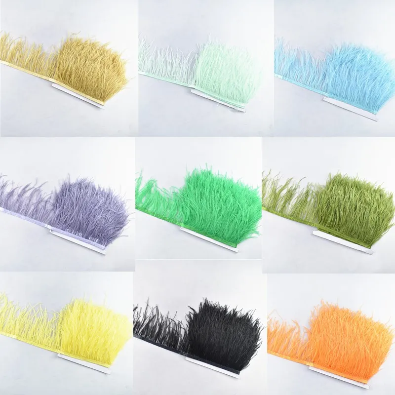 

Wholesale 5meter-10meter Ostrich Feather Trimming Height 8-10cm Feathers Ribbon for DIY Wedding Party Dresss Decoration Craft