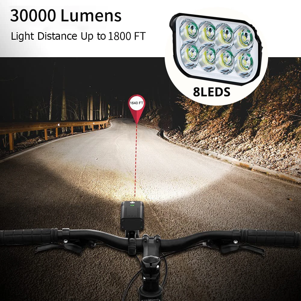 30000 Lumens 8T6 Bike Light USB Rechargeable Powerful LED Bicycle Headlight MTB Flashlight Front Lamp as power bank | Спорт и
