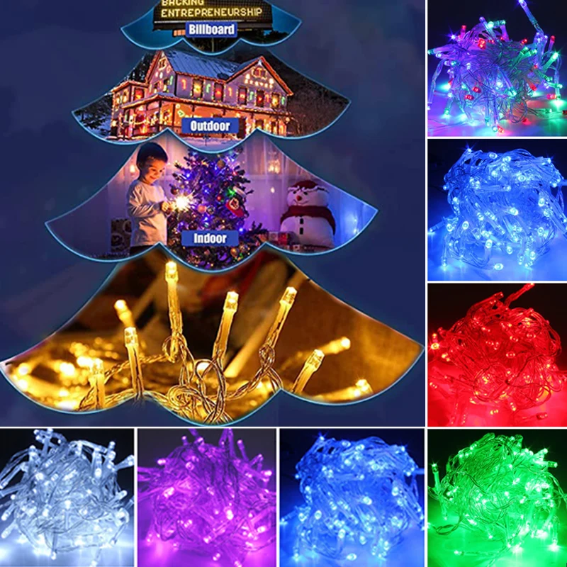

100/50LEDS Light string fairy lights Outdoor Waterproof 3 modes light string Wedding Xmas party decoration for home 2022 Navidad