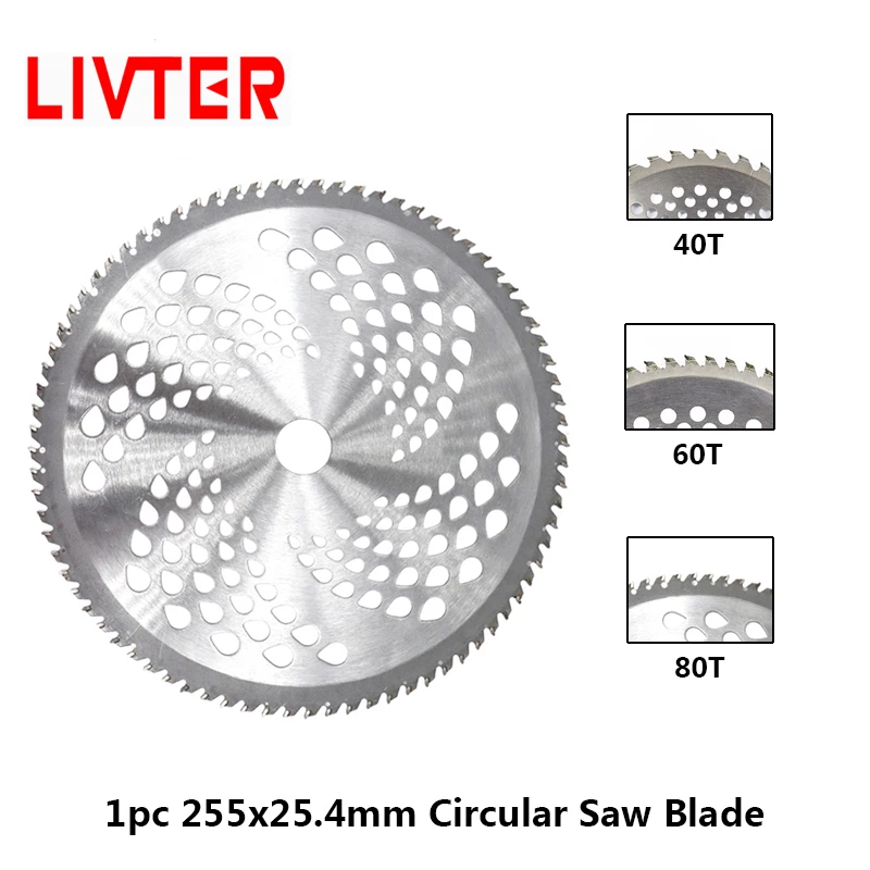 1pc 255mm 40T/60T/80T Brush Cutter Blade Lawn Mower Replacement Circular Saw For Cutting Grass Tree Trimmer | Инструменты