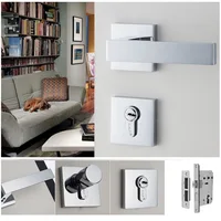 Zinc Alloy Shiny Chrome  Mortise Interior Bedroom Door Square Rosette Lock Set Lockset With Handle