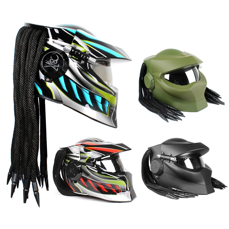 Мотоциклетный шлем Хищник в стиле ретро унисекс индивидуальный для скутера и