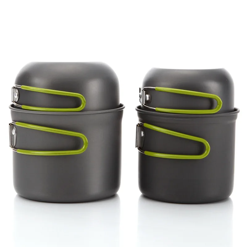

4pcs/Set Outdoor Folding Hiking Camping Backpacking Cooking Picnic Non-Stick Aluminum Cookware Set Pot Bowl