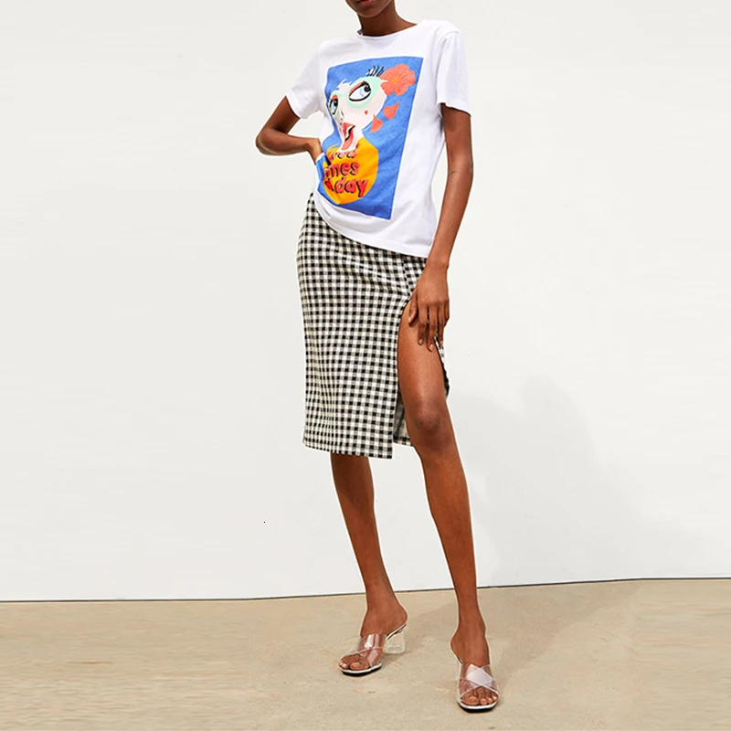 HDY Haoduoyi New Summer Loose Casual Top&tees Fashion Contrast Color Print O-neck Women T-shirt