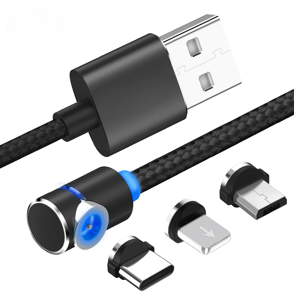 2019 г-образный Магнитный кабель 3 в 1 USB Type C зарядный для iPhone Samsung 360 Круглый |