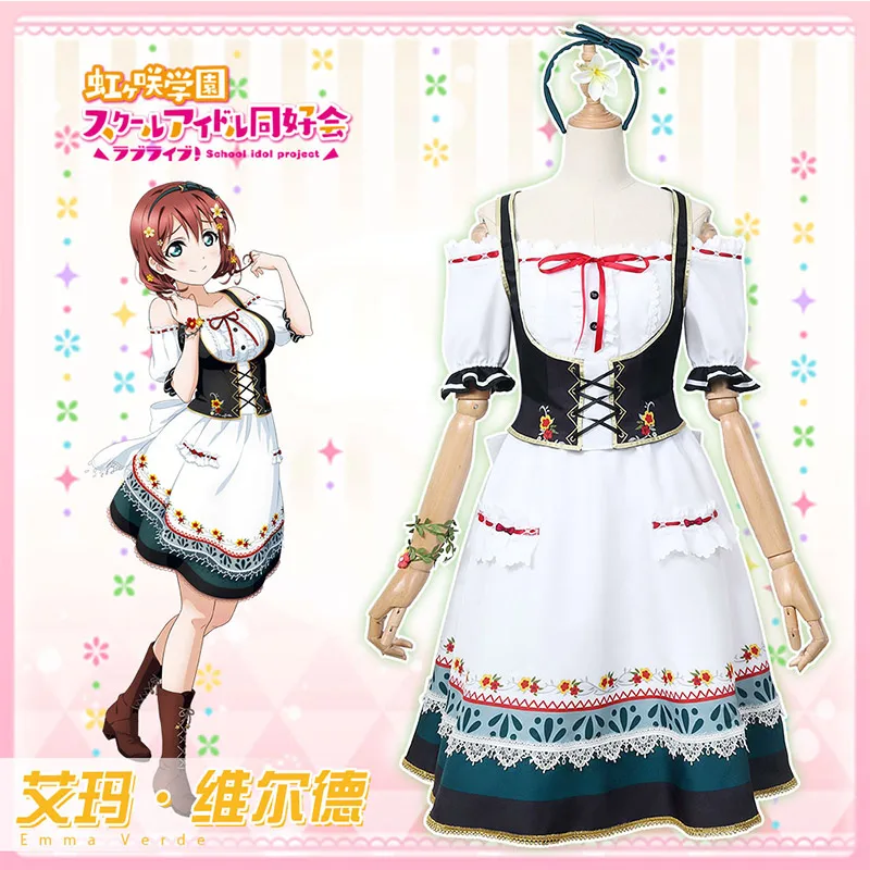 Love Live! Nijiguan старшая школа Idol клуб Эмма Верде косплей костюм аниме платья