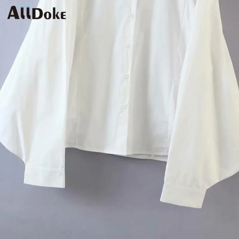 

Alldoke 2021 Summer White Shirt Women Turn-down Collar Batwing Sleeve Blouse Woman Oversized Solid Shirts Femme Blusas Tops