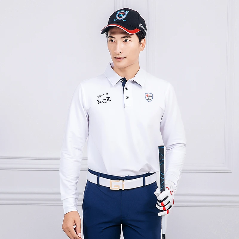 Рубашка для гольфа на осень и зиму Мужская быстросохнущая футболка с длинными