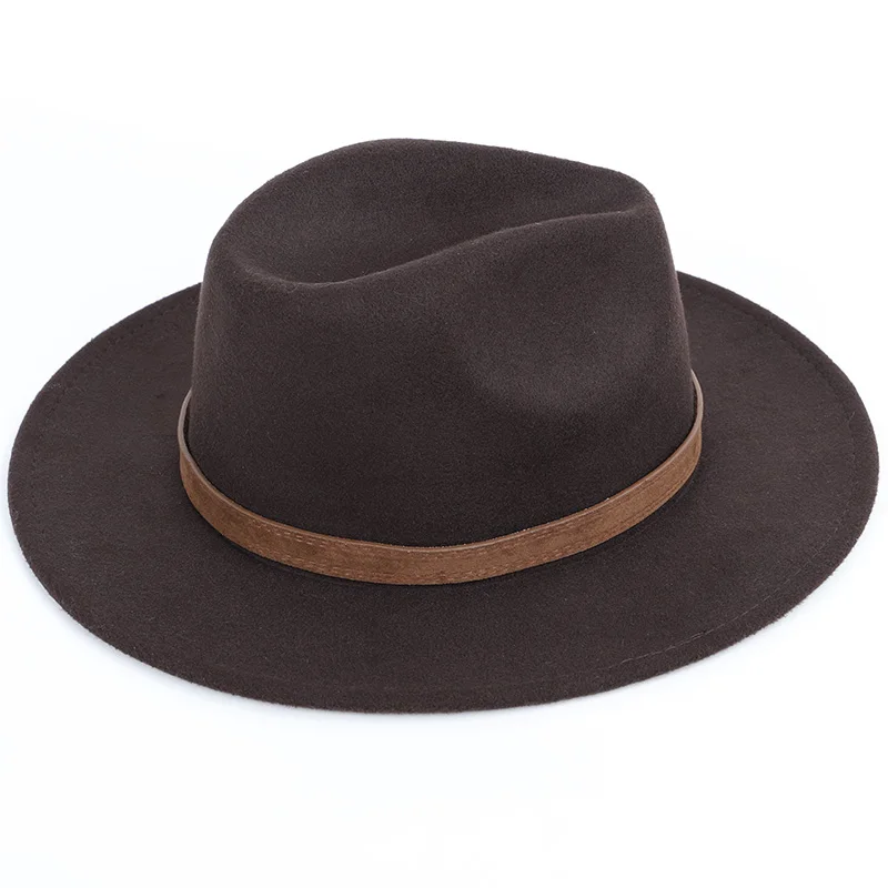 

2021 Autumn Winter Wool Men's Fedoras Women's Felt Hat Ladies Sombrero Jazz Male Bowler Hat Outdoor Vintage Top Hats Large Size