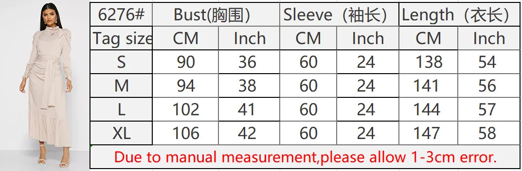 

WEPBEL Middle East Women Muslim Dress Long Sleeve Slim Fit Pleated Maxi Dress Abaya Irregular Hem Muslim High Waist Robe