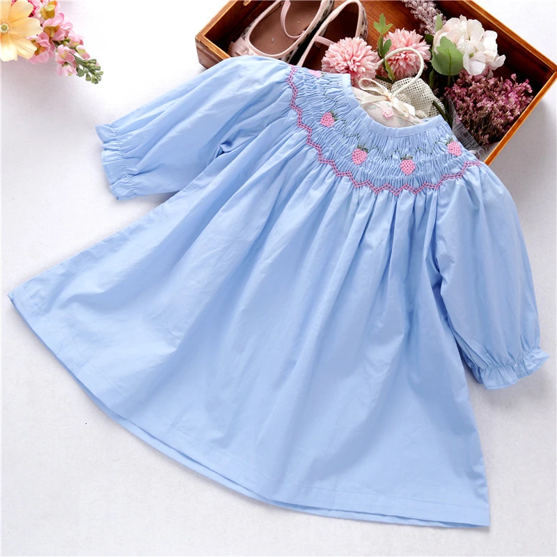 summer smocked dresses for girls dress bishop handmade embroidery princess wedding pink boutiques children's clothing L19112750 | Детская