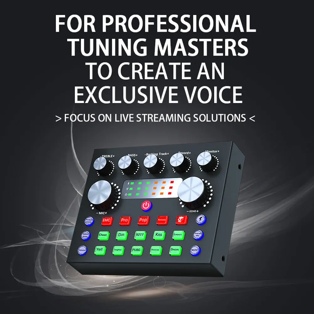 

V8 Sound Card Voice Converter Real-Time Audio And Music Recording YouTube Broadcast Suitable For Computers Phones Games