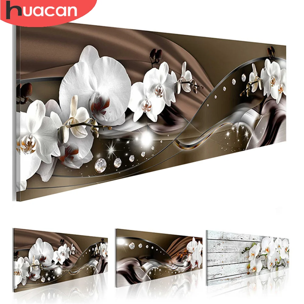 HUACAN 5d Diamond Painting Full Drill Orchid Living Room Wall Decoration Mosaic Flowers Embroidery Handmade Gift