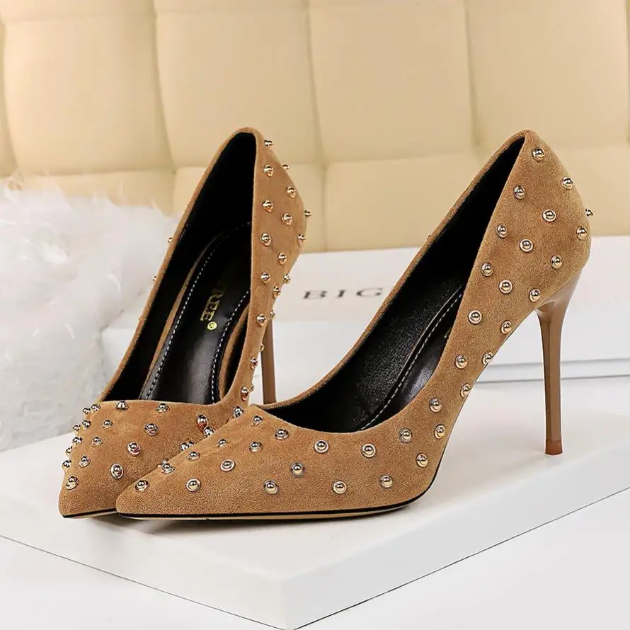 EOEODOIT модная обувь на высоком каблуке Пикантные с заклепками женские туфли