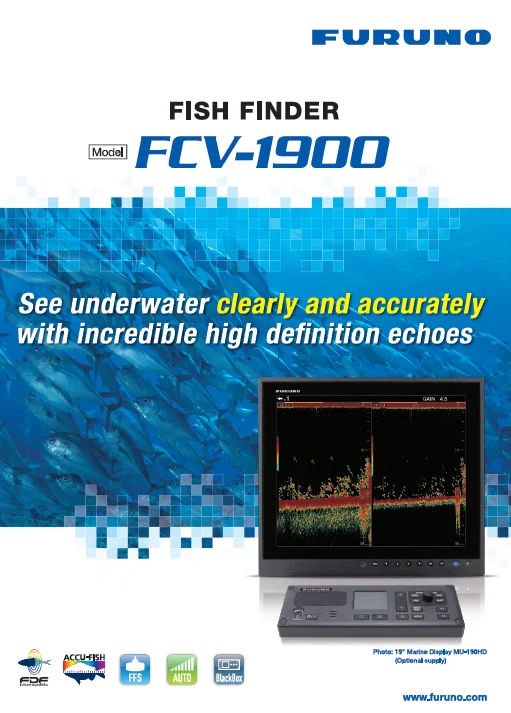 

FURUNO boat ship fish finder echo sounder FCV-1900 BB marine electronics maritime communication navigation without transducer