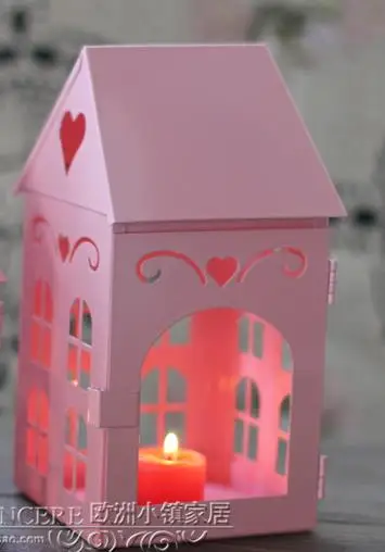 15x15x25cm big Red Белый Железный маленький домик подсвечники Европейский стиль креативный подарок ретро домашнее свадебное украшение теплый подсвечник зимой - Цвет: 15x15x25cm big Red