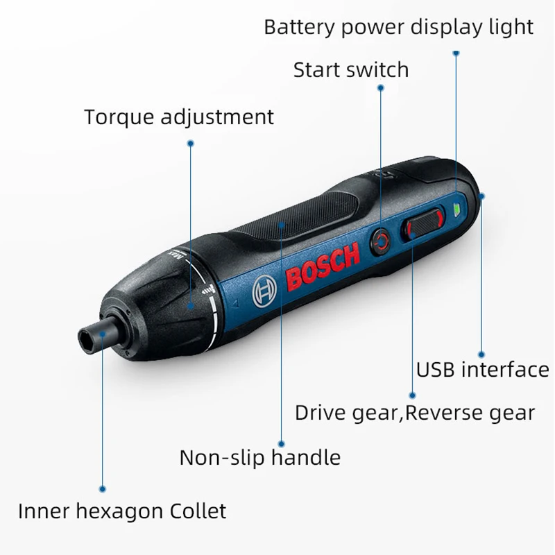 Электрическая мини отвертка BOSCH GO2 3 6 В литиево ионная аккумуляторная батарея с