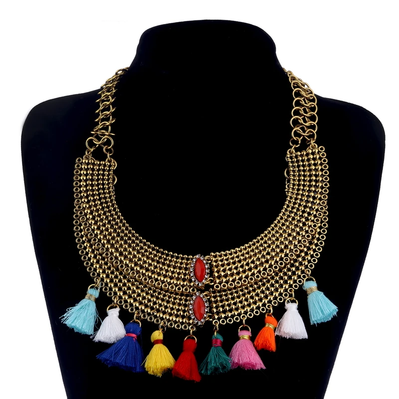 Женское многослойное ожерелье LOVBEAFAS винтажное с кисточками и этническим