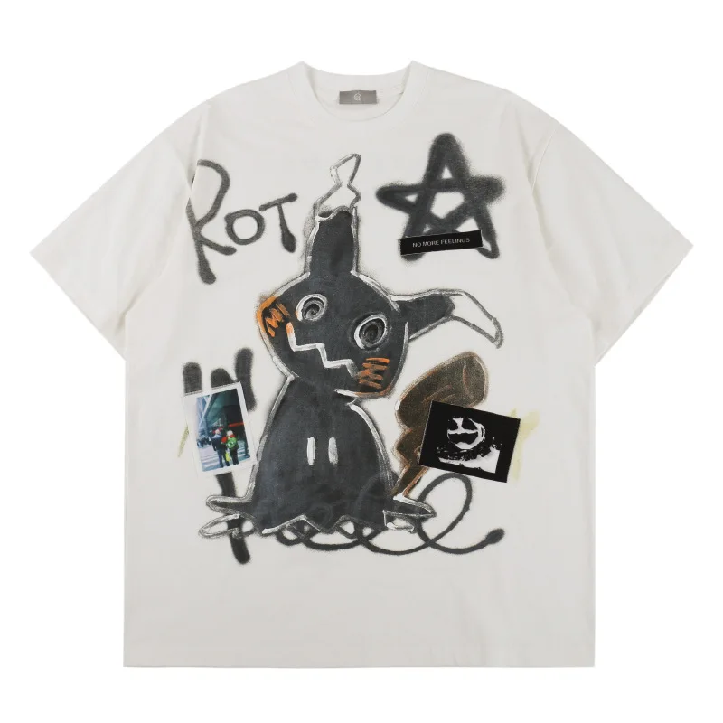 

Fgss wear | summer new pure cotton T-shirt cartoon dyeing tide brand loose round neck casual men's top