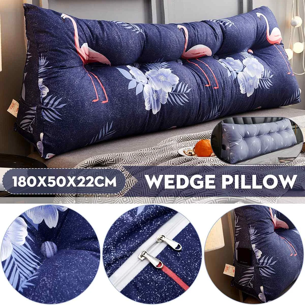 

180 x 50 x 22cm Bed Triangular Long Pillow Sofa Cushion Bedside Lumbar Backrest Lounger Chair living Room Bed Reading Pillow