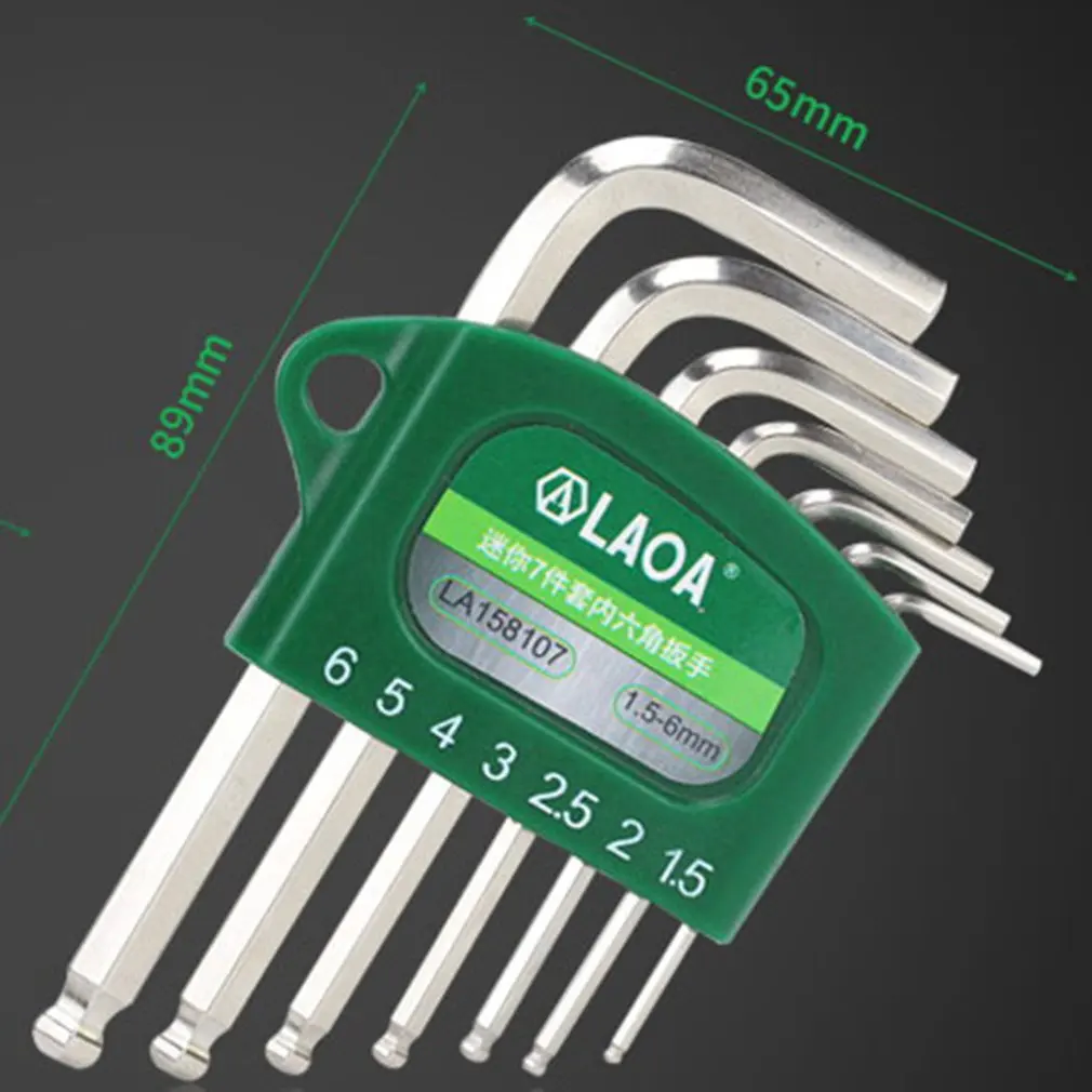 

LAOA S2 Alloy Steel Mini Hex Wrench Mini Wrench Set with Mirror Surface Finished S2 Steel for Repair Bicycle Car 7pcs