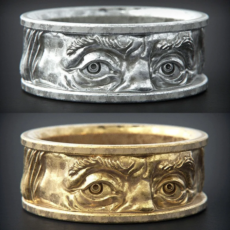 

European and American retro alloy ring jewelry eyes staring embossed men's and women's rings
