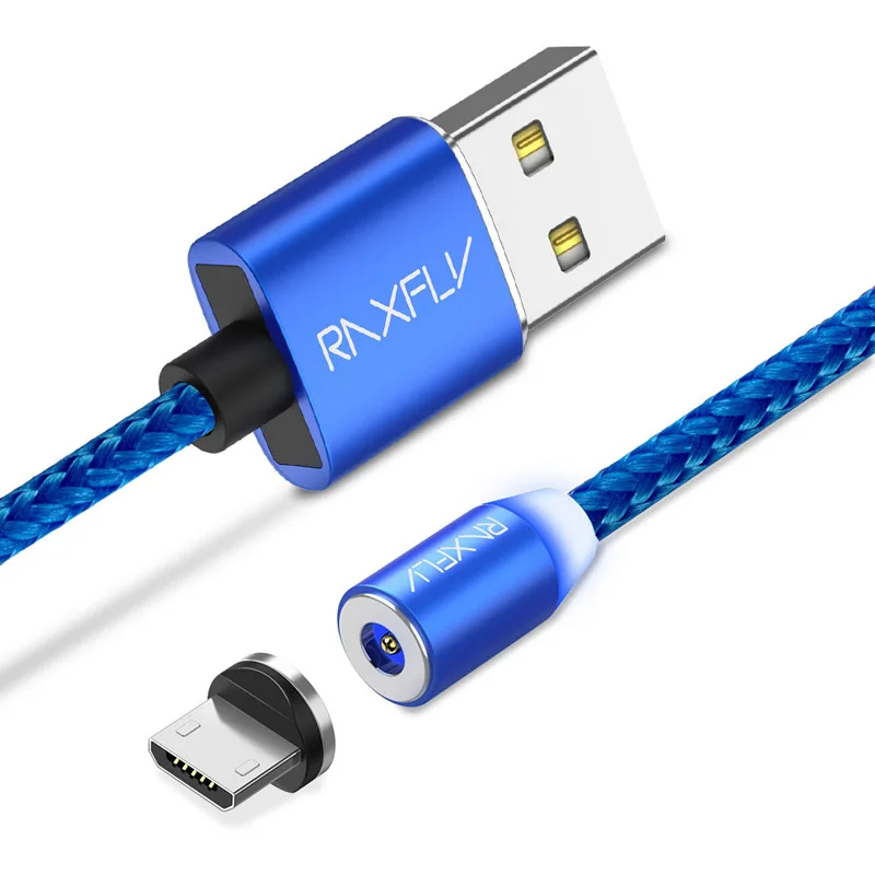 RAXFLY Магнитный зарядный кабель для iPhone Nokia 7 8 6 плюс 5 5S магнит Lightning/зарядка через usb провод Micro USB шнур Тип C магнитная зарядка для зарядка для айфона - Цвет: Blue
