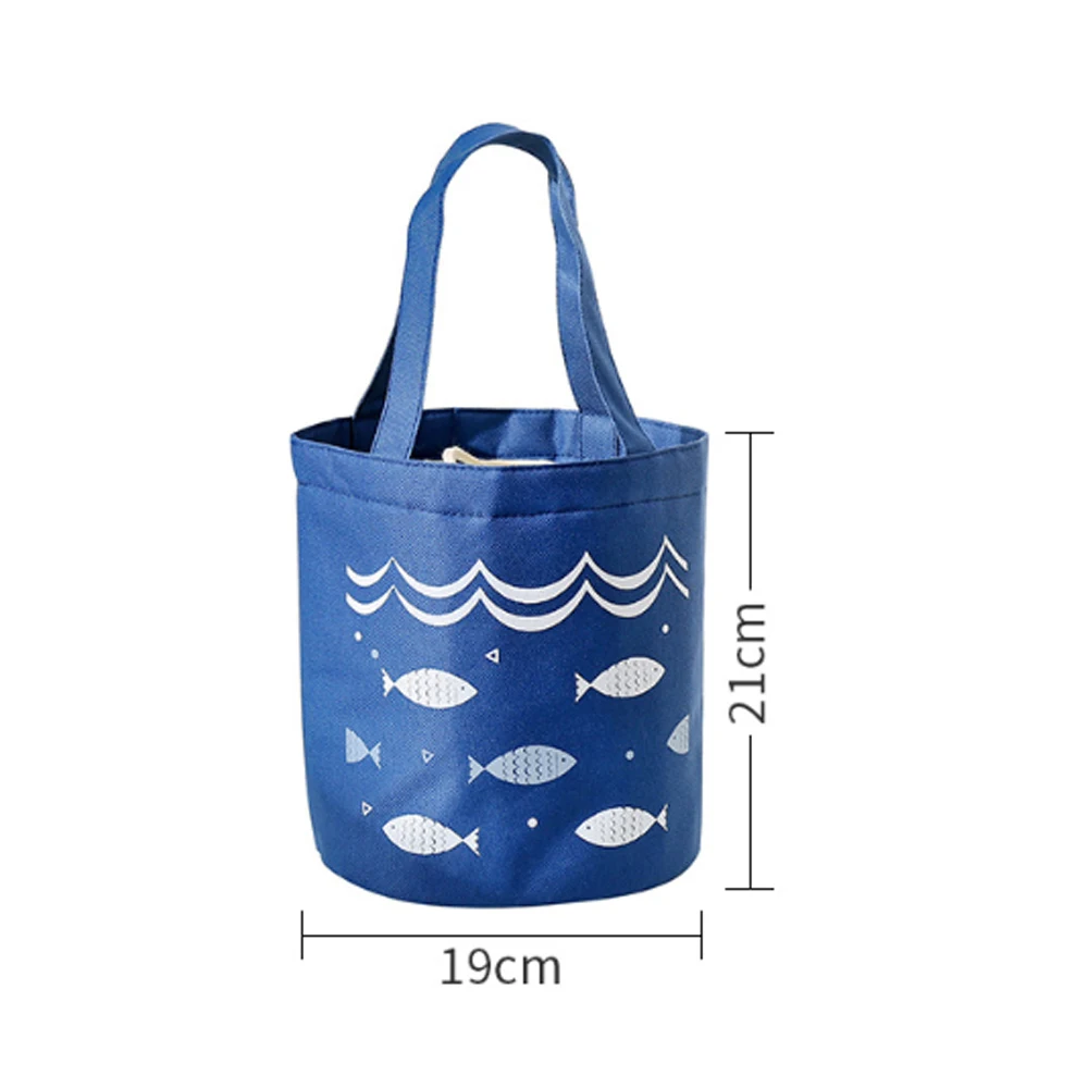 Портативный Круглый шнурок Ткань Оксфорд Bento коробка для завтрака сумка хранения