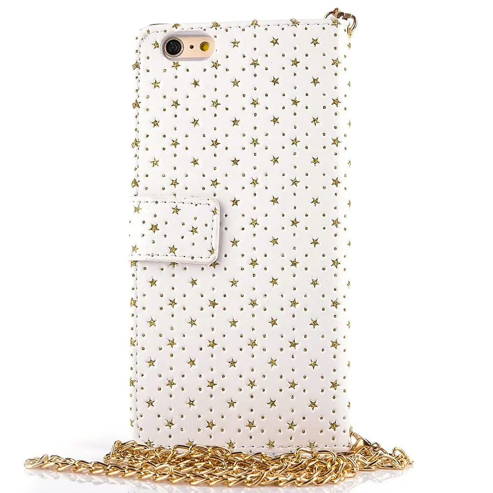 Звездный и вишневый узор PU кожаный откидной Чехол кошелек с подставкой для iPhone6