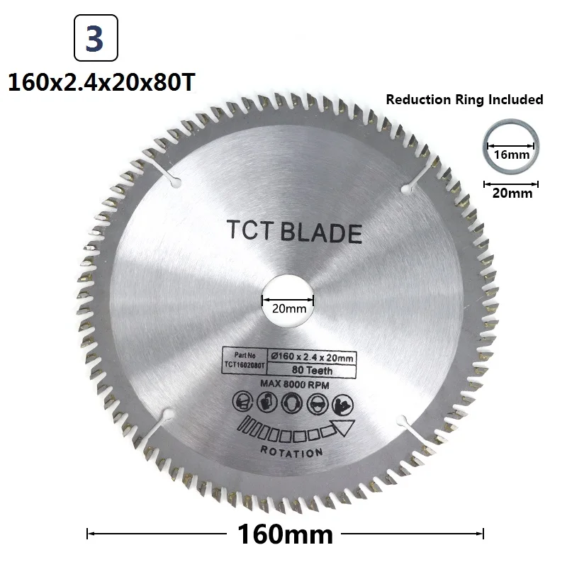 1pc 160x2.4x20x80T XCAN 1 шт. диаметр 160-210 мм mulitpropose TCT циркулярная пила Лезвие для обработки древесины режущий диск с твердосплавным наконечником - Цвет: 1pc 160x2.4x20x80T