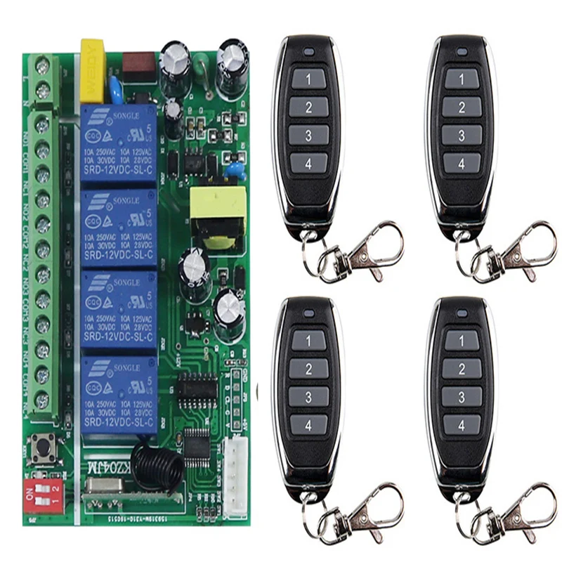 Умная многофункциональная AC85V-256V 4CH 4 CH 10A Беспроводной реле РЧ пульт