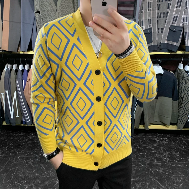 Autumn Knit Jacket Cardigan Men Long Sleeve Slim Sweater Business Casual Knitwear Sweatercoat Social Street Wear Clothing S-3XL