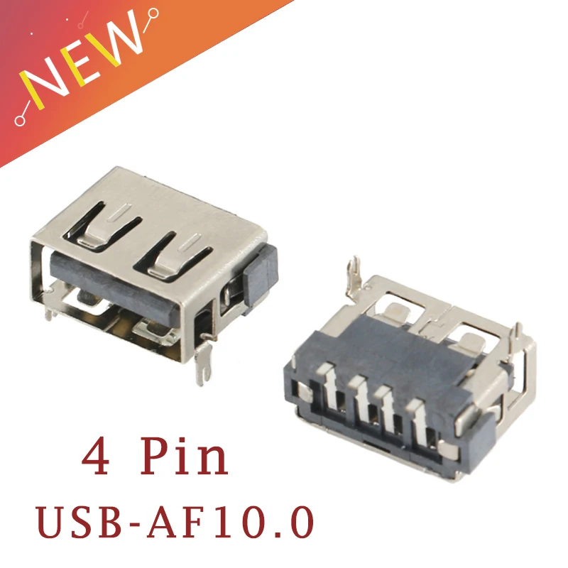 10 шт./лот тип A гнездо USB 2 0 короткий корпус 4 контакта фута 90 вставок Прямая зарядка
