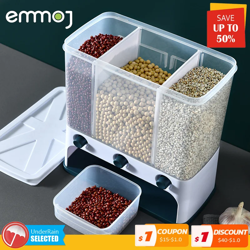 

Kitchen Container 10L Wall-Mounted Rice Box Moisture-Proof Insect-Proof Oatmeal Nuts Storage Sealed Jar Pet Dog Food Store Box