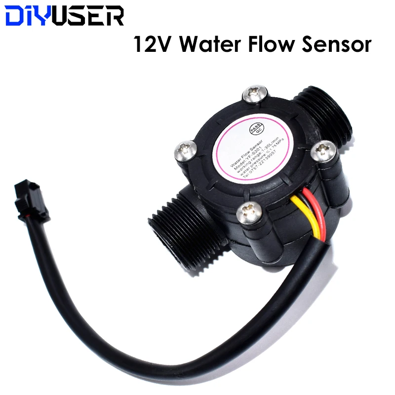 

12V Water Flow Sensor DC 5-18V Flowmeter Hall Flow Sensor Water Control Liquid Flow Sensor Switch 1-30L/min 2.0MPa YF-S201