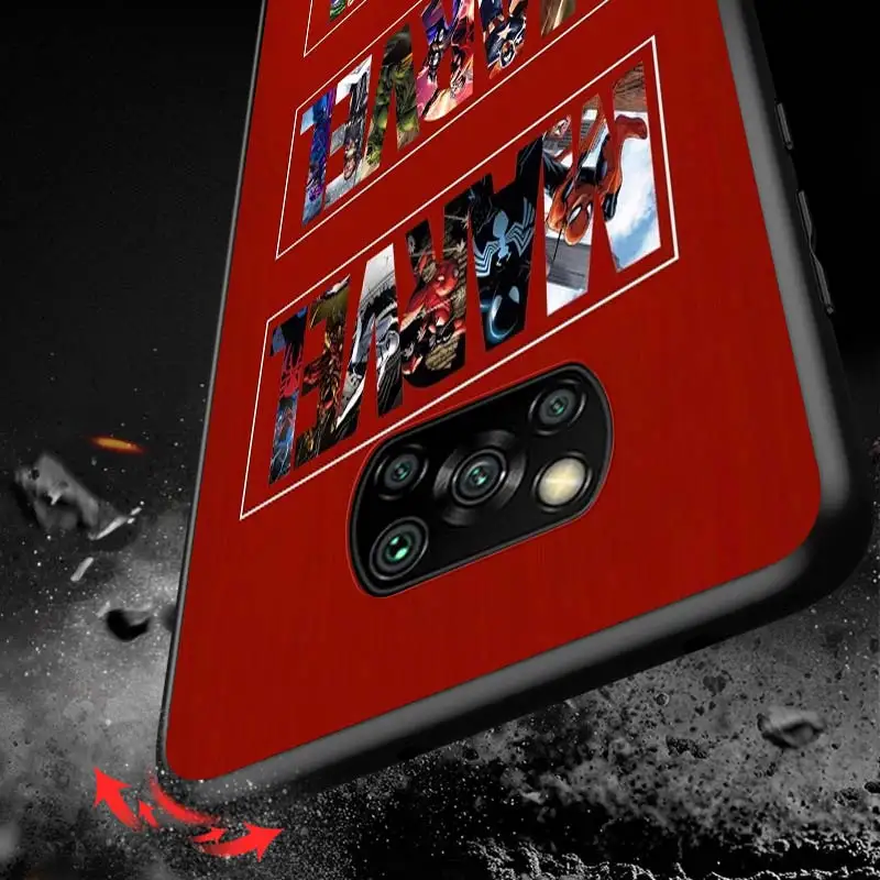 marvel logo avengers silicone for xiaomi poco x3 nfc m3 m2 x2 f3 f2 pro c3 f1 mi play mix 3 a2 a1 6x 5x black soft phone case free global shipping