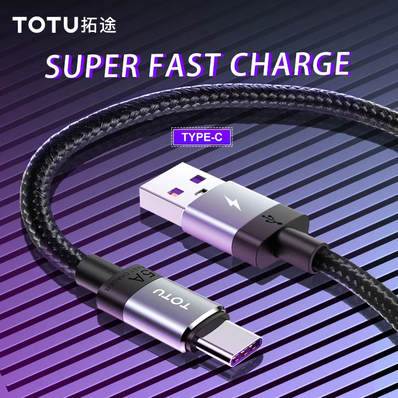 

TOTU 5A Type C Fast Charging Cable For Samsung S10 S9 Fast Charge USB C For Huawei P40 P30 Pro Xiaomi Mi9 Mix3 Charger Cord Wire