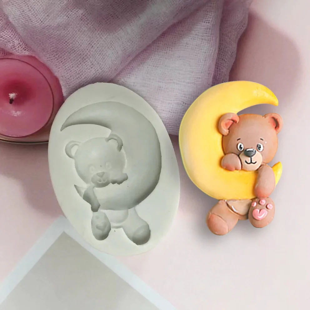 

Cartoon Moon Bear Silicone Mold 3D Three-dimensional Modeling Birthday Cake DIY Decoration Fondant Chocolate Tool