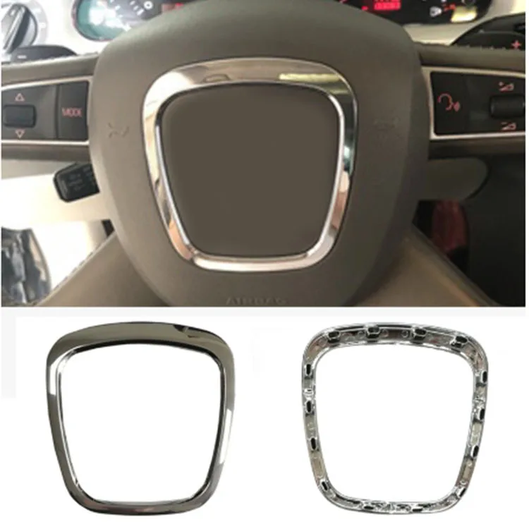 

For Audi A3 A4 A6 A7 A8 Q3 Q5 Q7 Square Car Steering Wheel Horn Cover Center Square Chrome Emblem Logo 14 Pin OEM Replacement