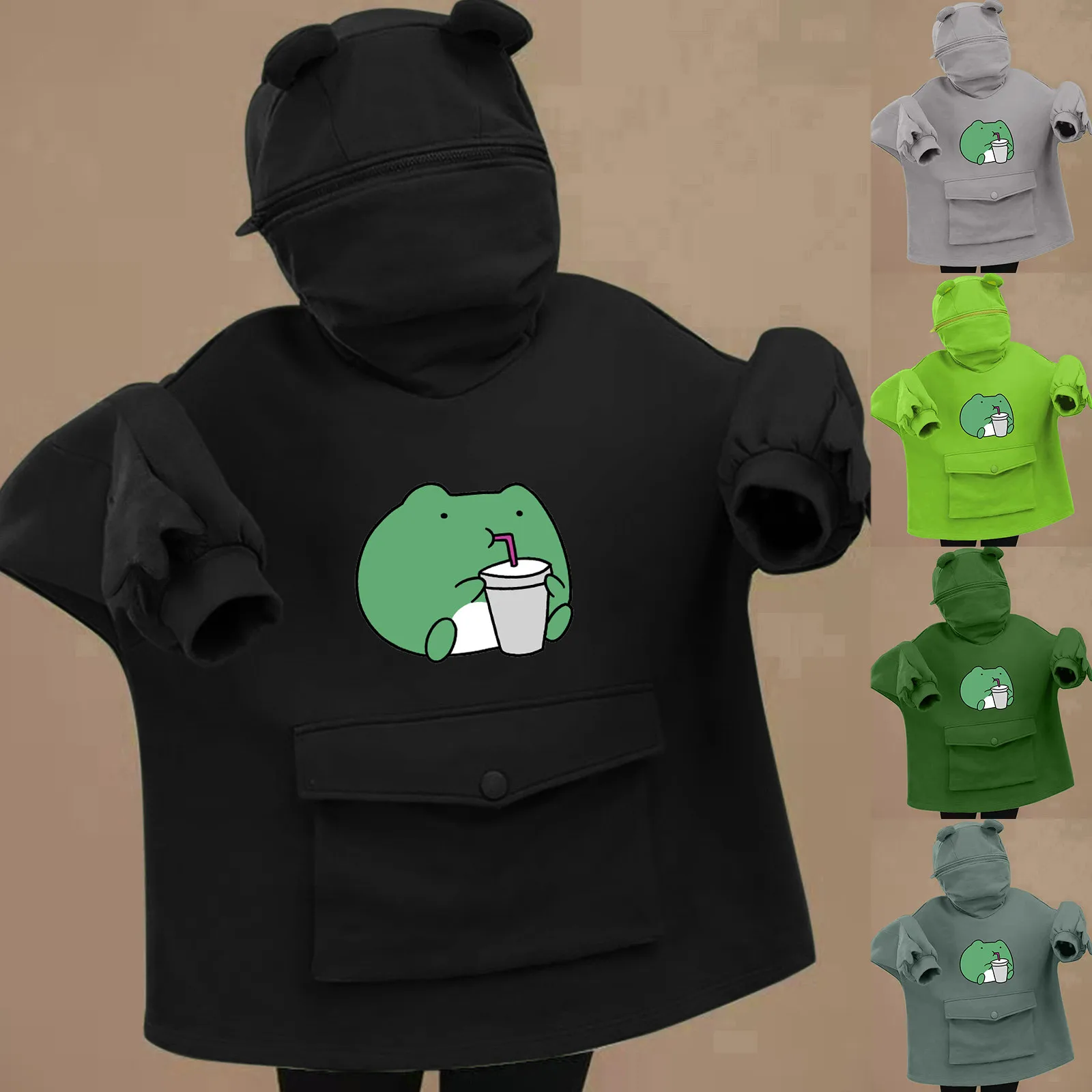 

Hot Sale Zip Up Hoodie for Women's Stitching Three-dimensional Cute Design Pullover Sweatershirt Autumn vetement femme 2021