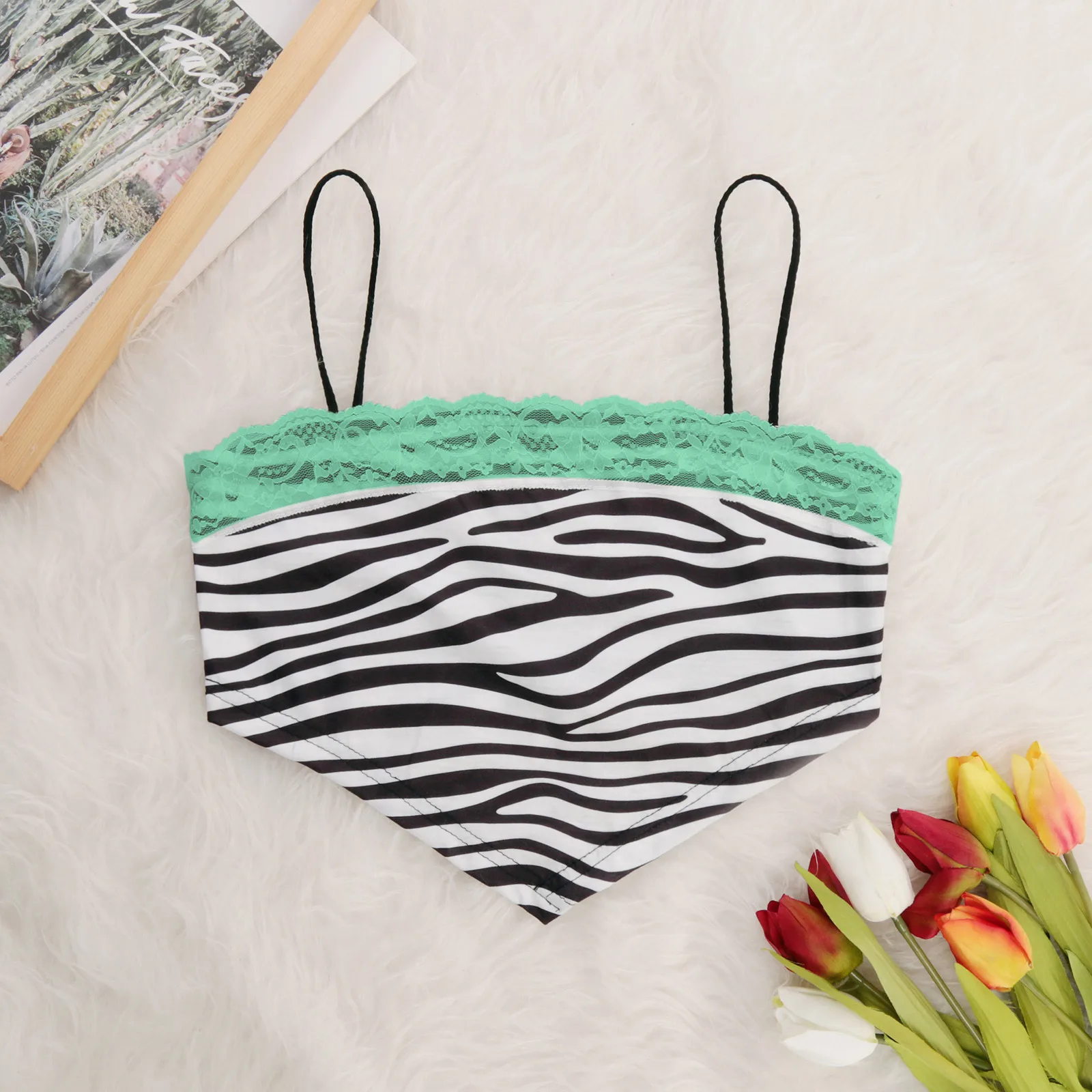 

Женский кружевной УКОРОЧЕННЫЙ Топик в полоску, треугольная майка с вырезом «одно слово» и открытыми плечами без рукавов, Топик на бретелька...