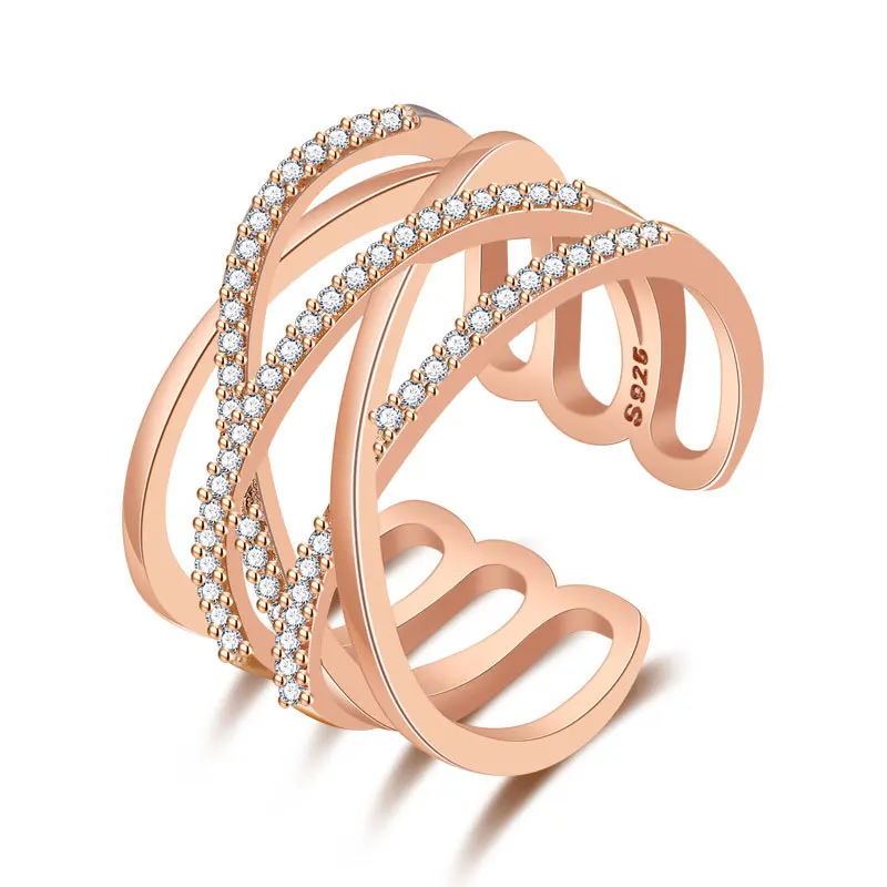2019 Модное Новое кольцо с покрытием из розового золота регулируемым размером для