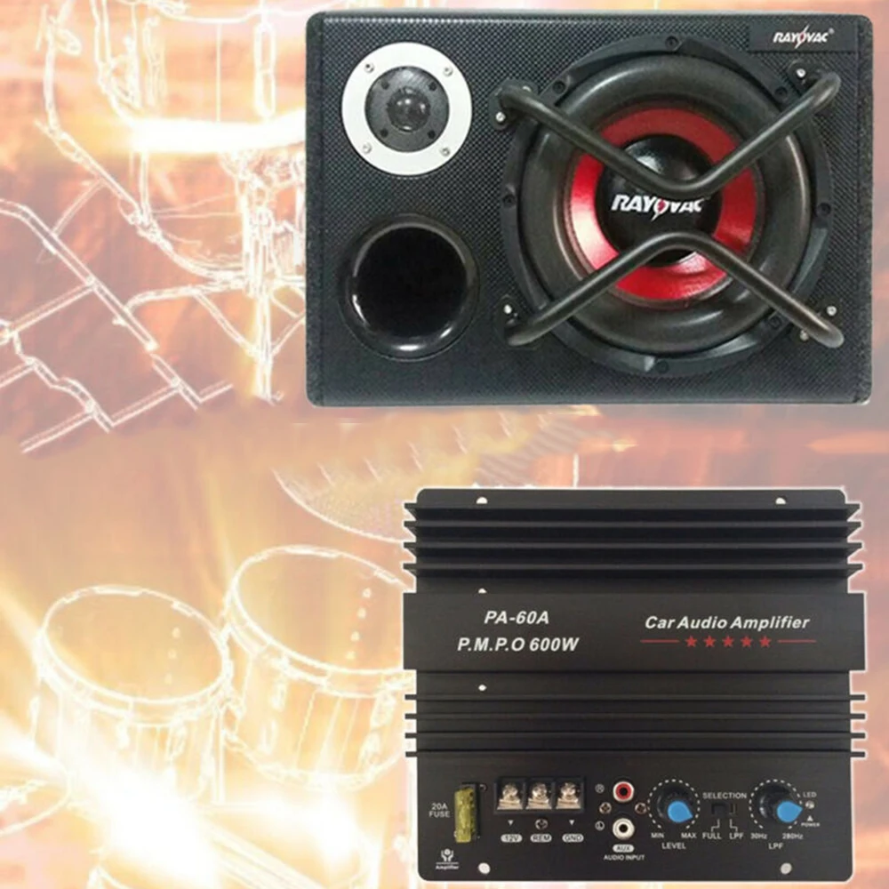 PA-60A 105dBA SNR 600 Вт 12 в 10 а усилитель звука для автомобиля доска высокомощный домашний сабвуфер супер бас черный Высокое качество
