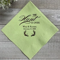 custom antlers deer horns the hunt is over rustic country printed napkins beverage cocktail luncheon birthday party baby shower