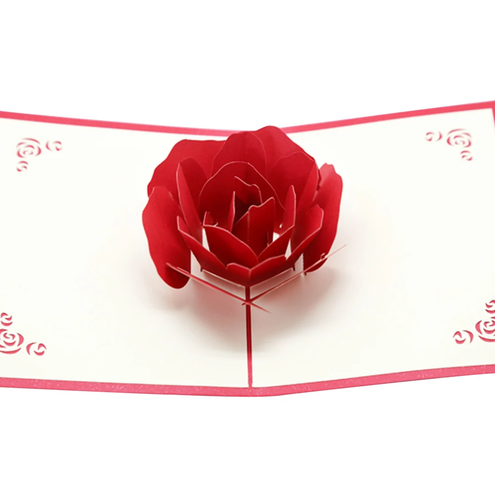 

3D Card Flower Rose Card Valentines Day Gift Postcard Envelope Stickers Wedding Invitation Greeting Cards Anniversary For Her