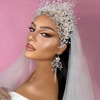 luxury hair band bridal hair jewelry wedding hair accessories bridal tiara rhinestone bride hair clips pearl hair ornaments