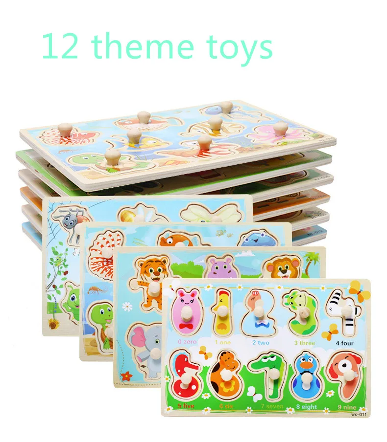 

Cartoon Animal Marine Vehicle Puzzle Montessori Wooden Puzzle Jigsaw Board Educational Wooden Baby Toys Child Gifts