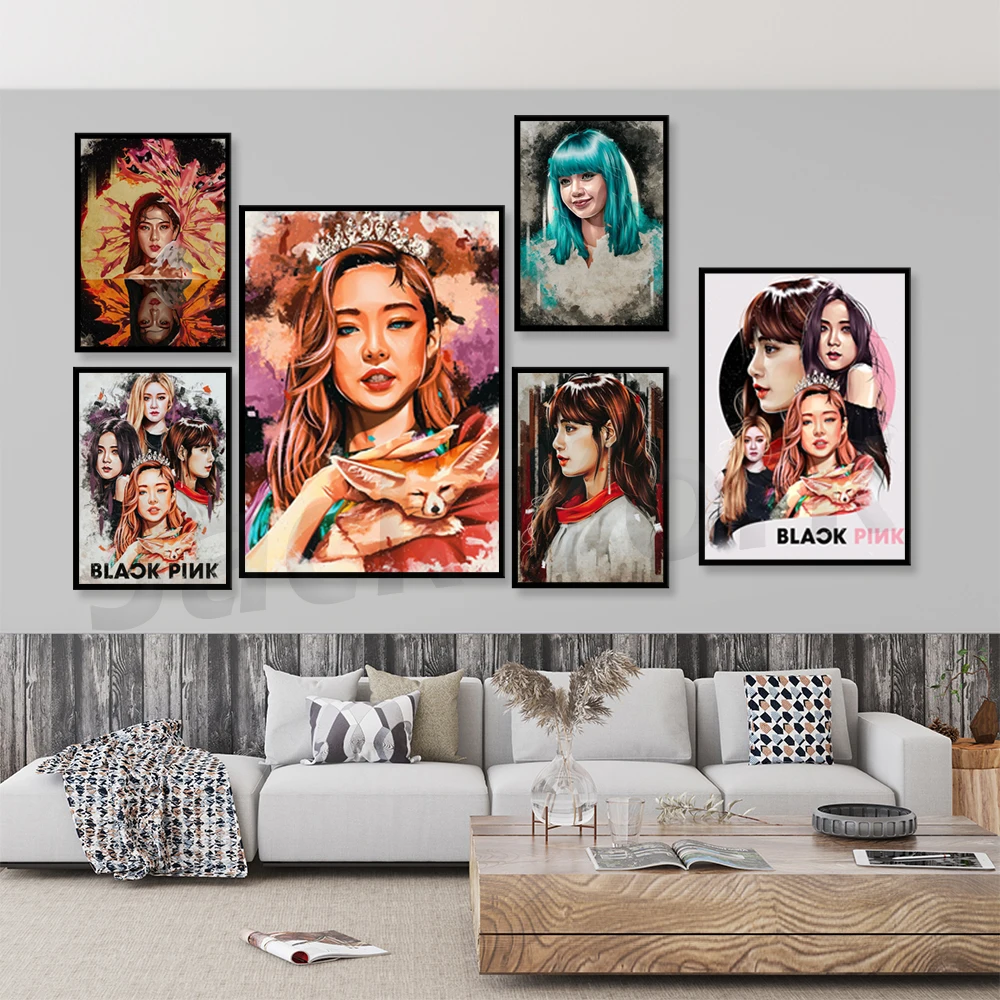 

Wall Art HD Prints Home Decor Black Pink Beautiful Girl Group Poster Pictures Canvas Paintings For Living Room No Frame Artwork